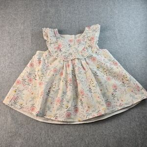 Tommy Bahama Floral Print Girls Top 4T Cotton Lined Sleeveless